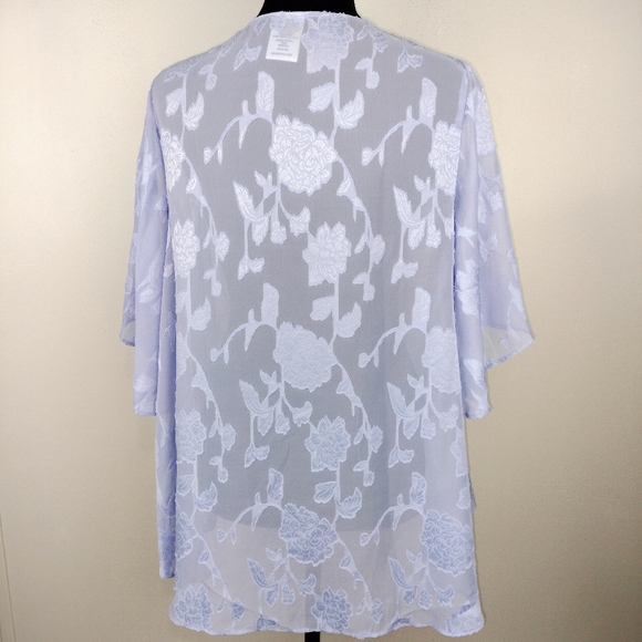 Elizabeth Williams Rose Pattern Sheer Open Front Lightweight Duster Sz. M - Picture 5 of 7